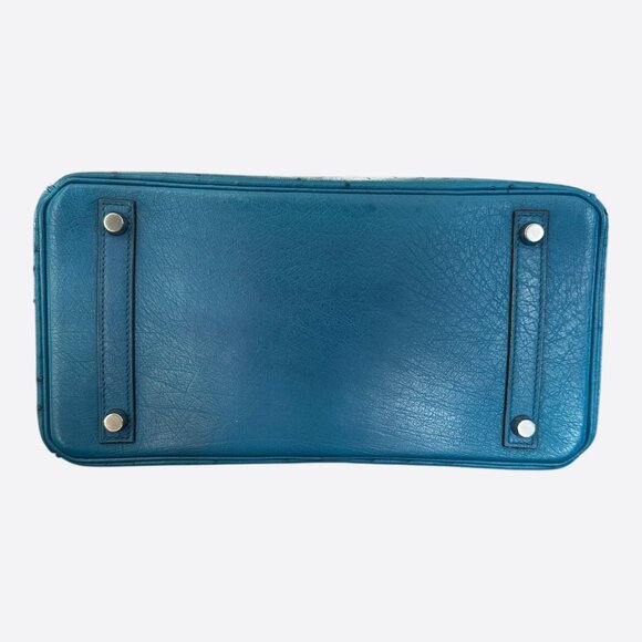 Hermes Blue Ostrich Birkin 30 - Picture 5 of 8